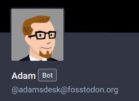 An example of a Mastodon profile with bot account.