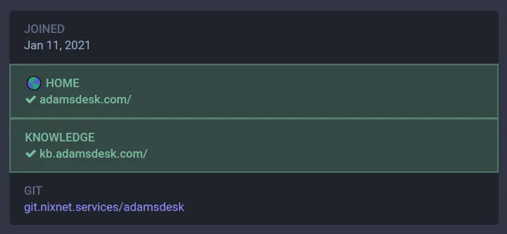 Mastodon profile with links verified and a unverified link.